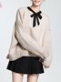 Khaki Casual Plain H-line Knitted Sweater